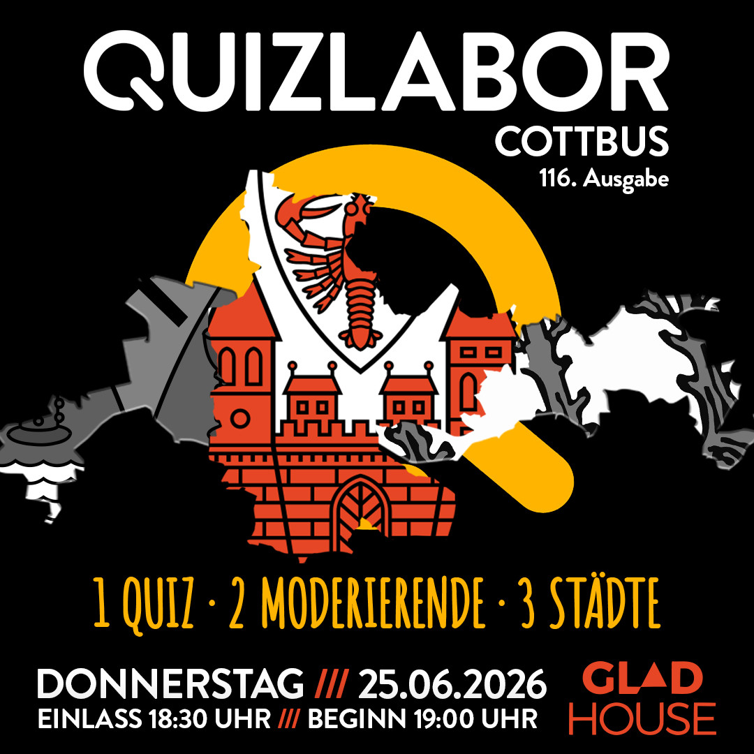 QUIZLABOR Cottbus #116 - 1 Quiz · 2 Moderierende · 3 Städte