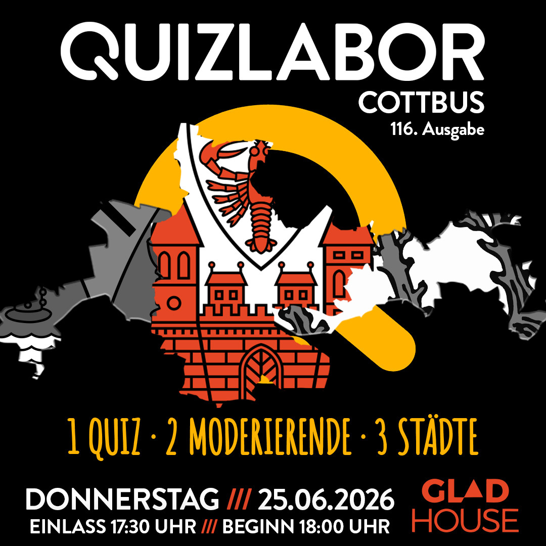 QUIZLABOR Cottbus #116 - 1 Quiz · 2 Moderierende · 3 Städte